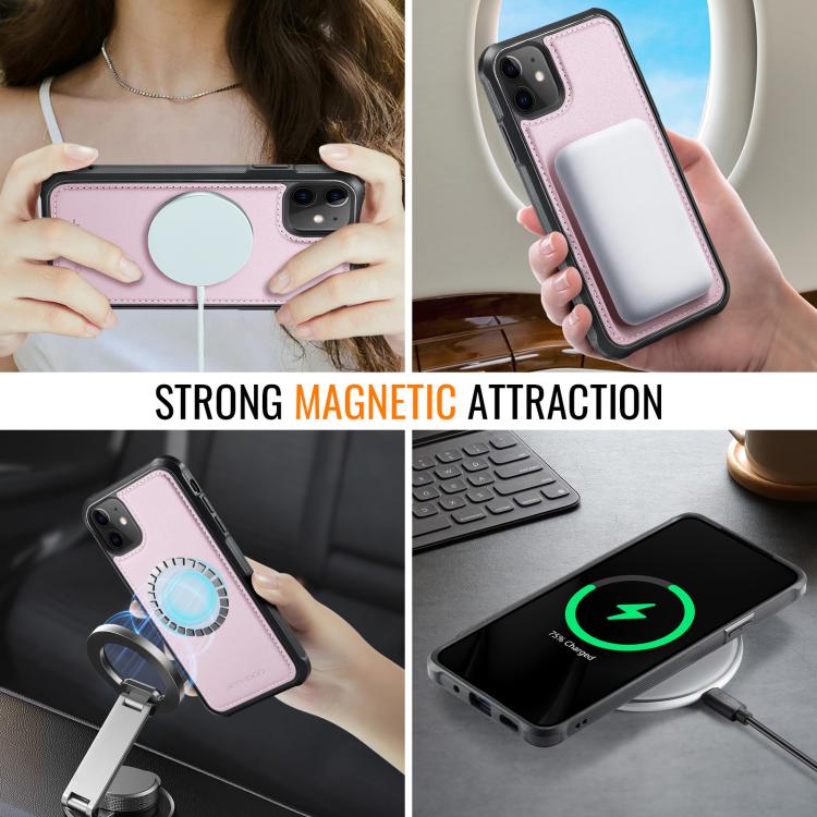 For iPhone 12 / 12 Pro JEEHOOD J06 British Style RFID MagSafe Card Bag PU Phone Case