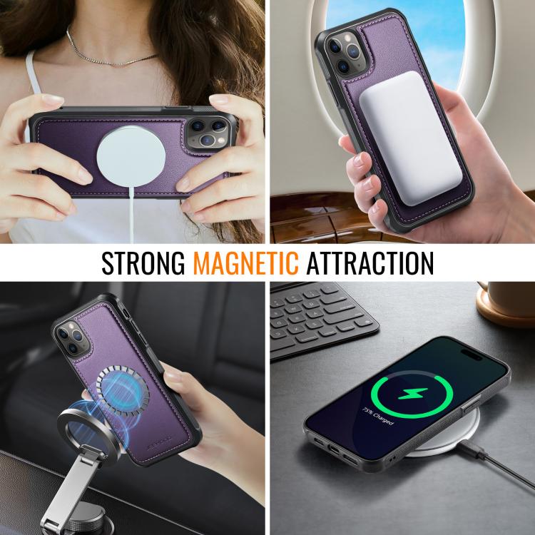 For iPhone 11 Pro Max JEEHOOD J06 British Style RFID MagSafe Card Bag PU Phone Case