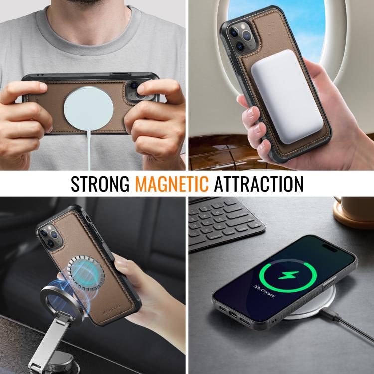 For iPhone 11 Pro Max JEEHOOD J06 British Style RFID MagSafe Card Bag PU Phone Case