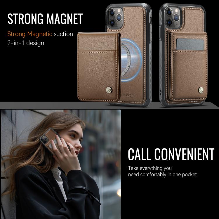 For iPhone 11 Pro Max JEEHOOD J06 British Style RFID MagSafe Card Bag PU Phone Case
