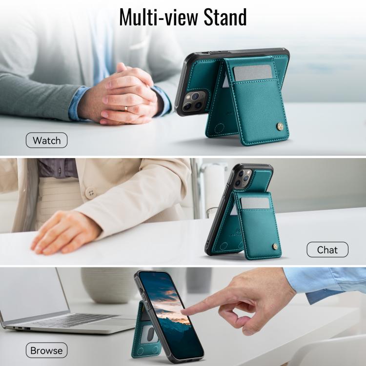 For iPhone 11 Pro Max JEEHOOD J06 British Style RFID MagSafe Card Bag PU Phone Case