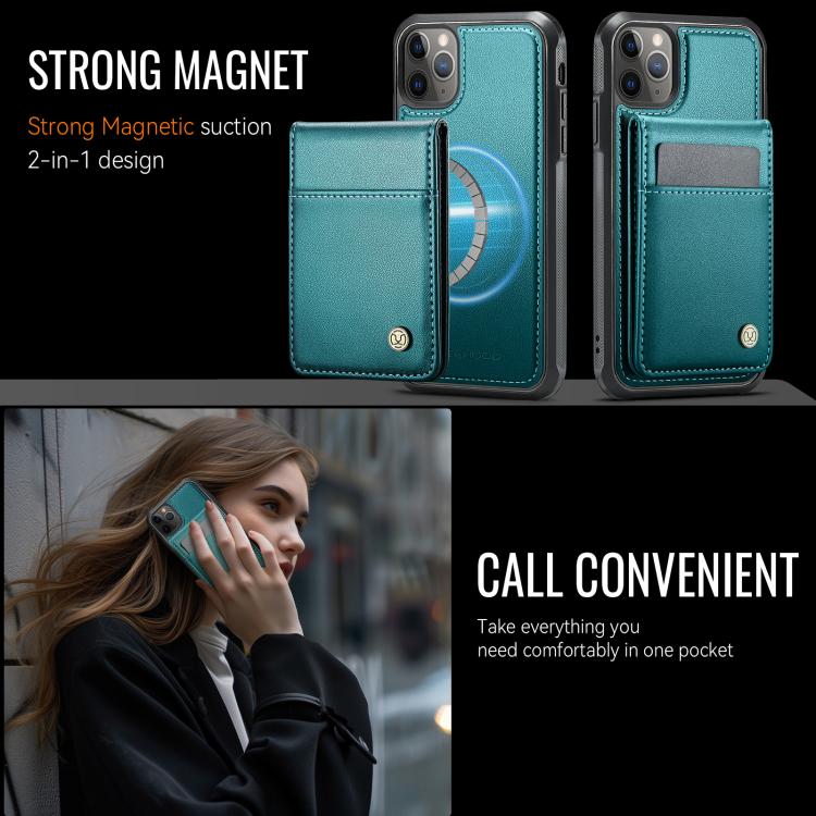 For iPhone 11 Pro Max JEEHOOD J06 British Style RFID MagSafe Card Bag PU Phone Case