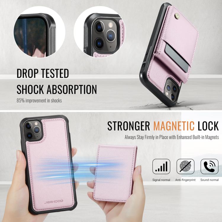 For iPhone 11 Pro Max JEEHOOD J06 British Style RFID MagSafe Card Bag PU Phone Case