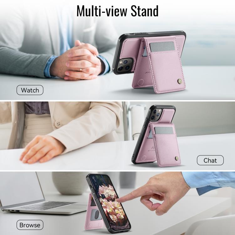 For iPhone 11 Pro Max JEEHOOD J06 British Style RFID MagSafe Card Bag PU Phone Case