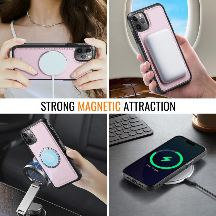 For iPhone 11 Pro Max JEEHOOD J06 British Style RFID MagSafe Card Bag PU Phone Case
