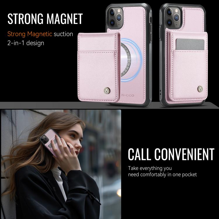 For iPhone 11 Pro Max JEEHOOD J06 British Style RFID MagSafe Card Bag PU Phone Case