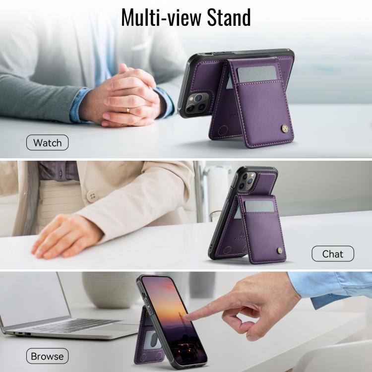 For iPhone 11 Pro JEEHOOD J06 British Style RFID MagSafe Card Bag PU Phone Case