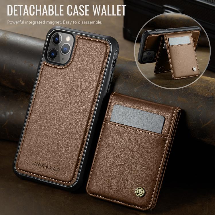 For iPhone 11 Pro JEEHOOD J06 British Style RFID MagSafe Card Bag PU Phone Case
