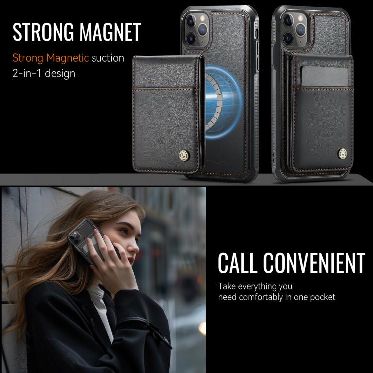 For iPhone 11 Pro JEEHOOD J06 British Style RFID MagSafe Card Bag PU Phone Case