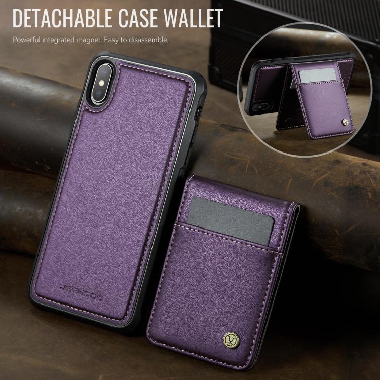For iPhone X / XS JEEHOOD J06 British Style RFID MagSafe Card Bag PU Phone Case