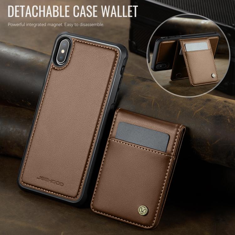 For iPhone XS Max JEEHOOD J06 British Style RFID MagSafe Card Bag PU Phone Case