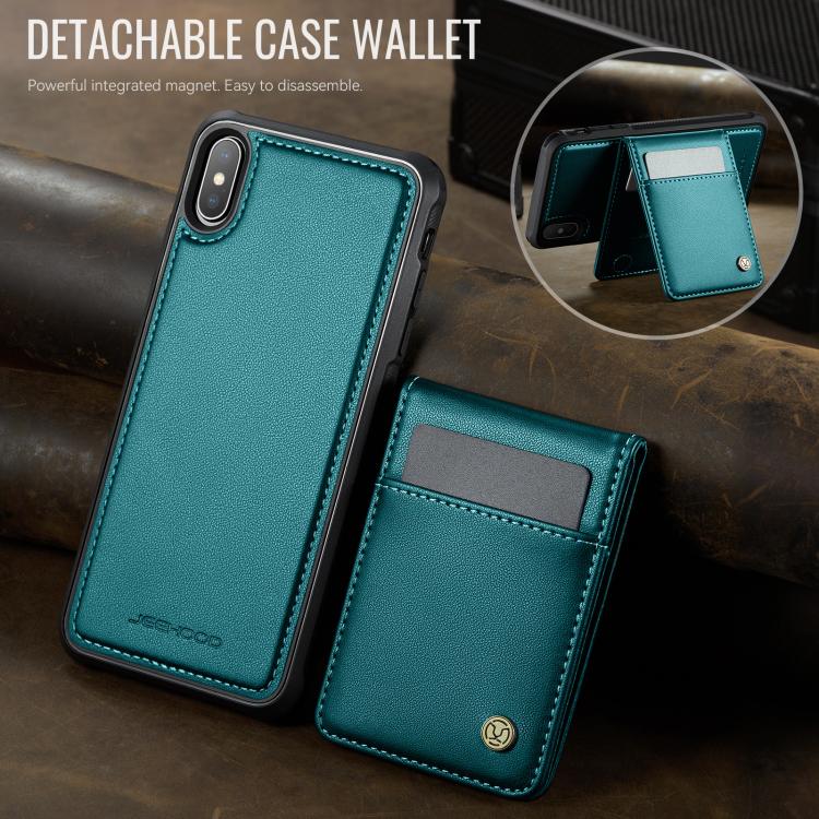 For iPhone XS Max JEEHOOD J06 British Style RFID MagSafe Card Bag PU Phone Case