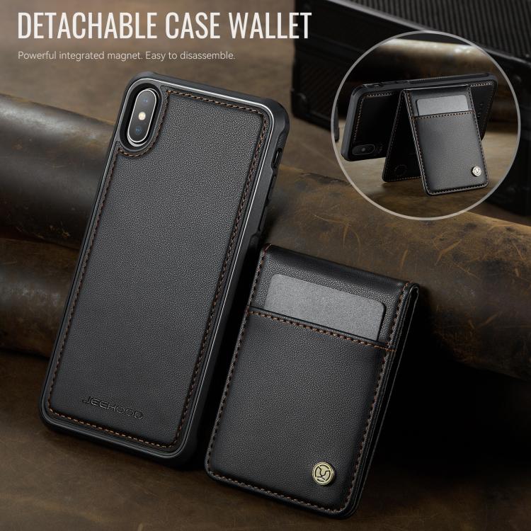For iPhone XS Max JEEHOOD J06 British Style RFID MagSafe Card Bag PU Phone Case