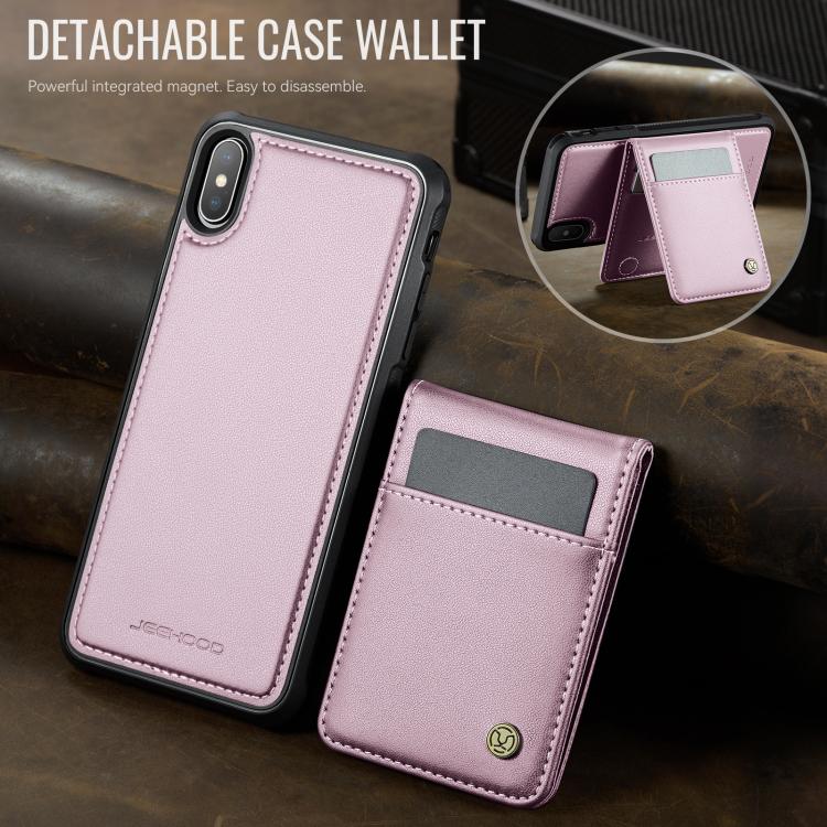 For iPhone XS Max JEEHOOD J06 British Style RFID MagSafe Card Bag PU Phone Case
