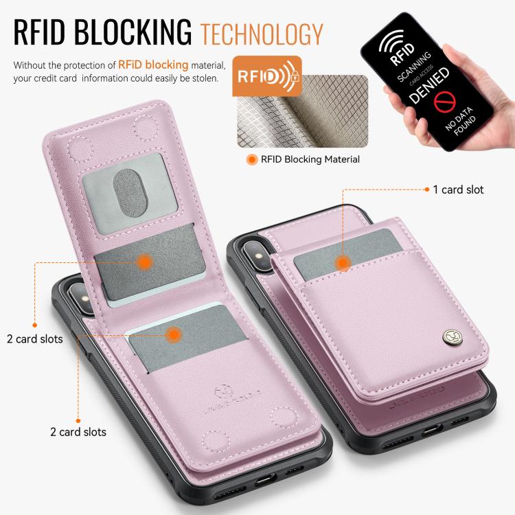 For iPhone XS Max JEEHOOD J06 British Style RFID MagSafe Card Bag PU Phone Case