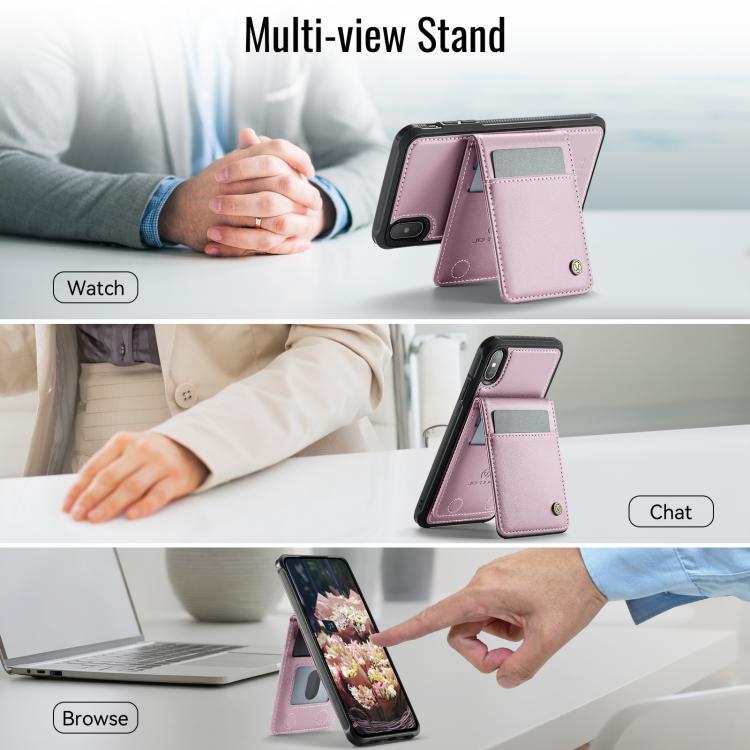 For iPhone XS Max JEEHOOD J06 British Style RFID MagSafe Card Bag PU Phone Case