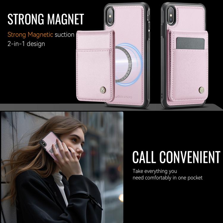 For iPhone XS Max JEEHOOD J06 British Style RFID MagSafe Card Bag PU Phone Case