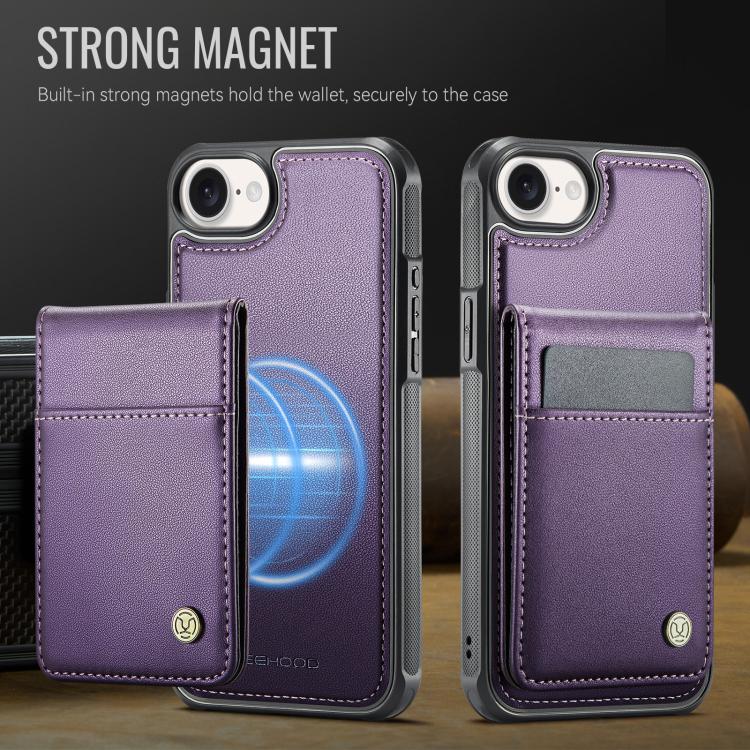 For iPhone 17e / 16e JEEHOOD J06 British Style RFID MagSafe Card Bag PU Phone Case