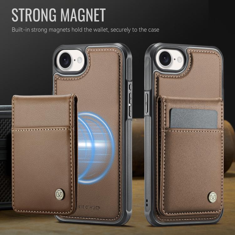 For iPhone 17e / 16e JEEHOOD J06 British Style RFID MagSafe Card Bag PU Phone Case