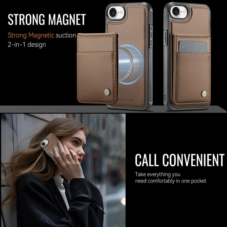 For iPhone 17e / 16e JEEHOOD J06 British Style RFID MagSafe Card Bag PU Phone Case
