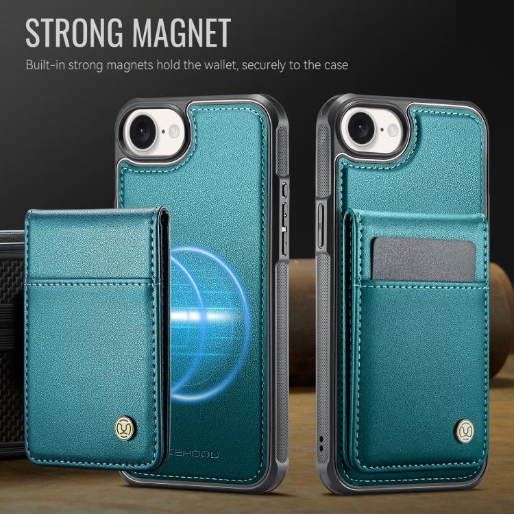 For iPhone 17e / 16e JEEHOOD J06 British Style RFID MagSafe Card Bag PU Phone Case