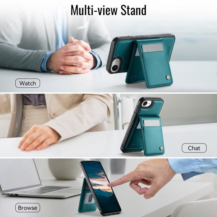 For iPhone 17e / 16e JEEHOOD J06 British Style RFID MagSafe Card Bag PU Phone Case