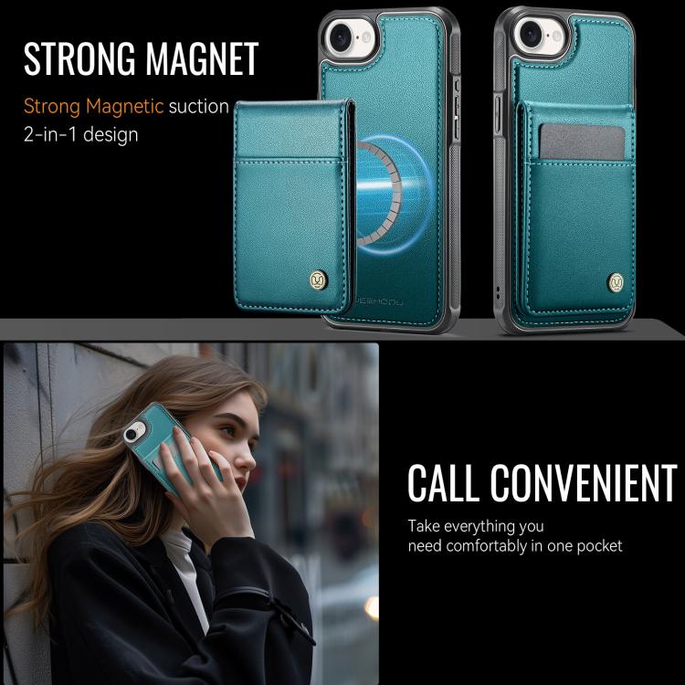 For iPhone 17e / 16e JEEHOOD J06 British Style RFID MagSafe Card Bag PU Phone Case