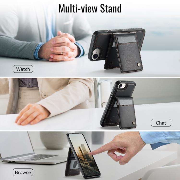 For iPhone 17e / 16e JEEHOOD J06 British Style RFID MagSafe Card Bag PU Phone Case