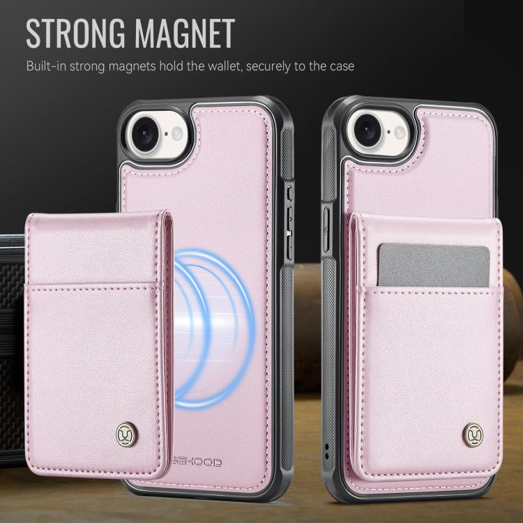 For iPhone 17e / 16e JEEHOOD J06 British Style RFID MagSafe Card Bag PU Phone Case