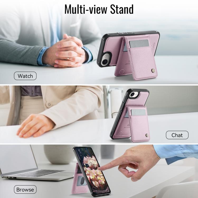For iPhone 17e / 16e JEEHOOD J06 British Style RFID MagSafe Card Bag PU Phone Case