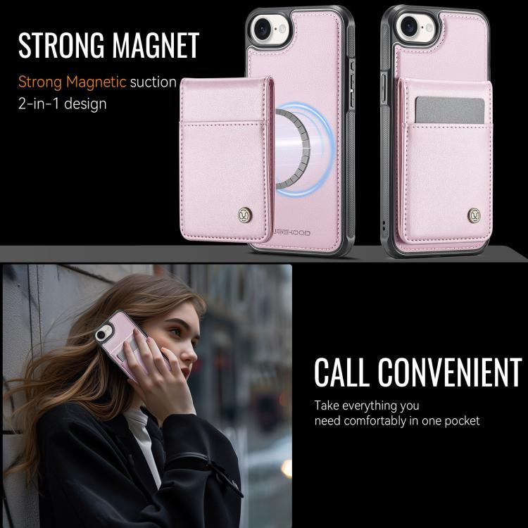 For iPhone 17e / 16e JEEHOOD J06 British Style RFID MagSafe Card Bag PU Phone Case