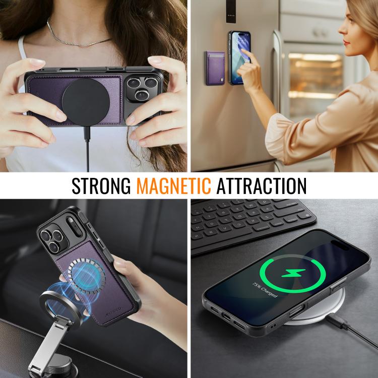 For iPhone 17 Pro Max JEEHOOD J06 British Style RFID MagSafe Card Bag PU Phone Case