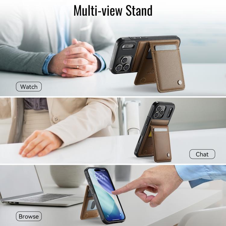 For iPhone 17 Pro Max JEEHOOD J06 British Style RFID MagSafe Card Bag PU Phone Case