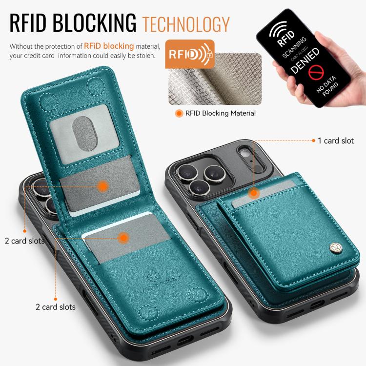 For iPhone 17 Pro Max JEEHOOD J06 British Style RFID MagSafe Card Bag PU Phone Case