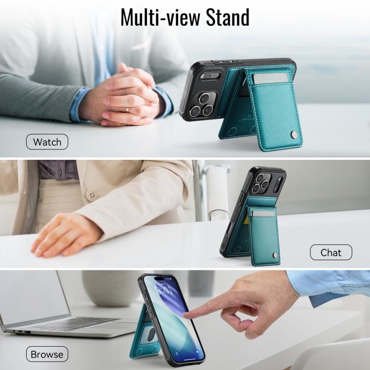 For iPhone 17 Pro Max JEEHOOD J06 British Style RFID MagSafe Card Bag PU Phone Case
