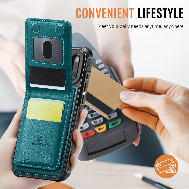 For iPhone 17 Pro Max JEEHOOD J06 British Style RFID MagSafe Card Bag PU Phone Case
