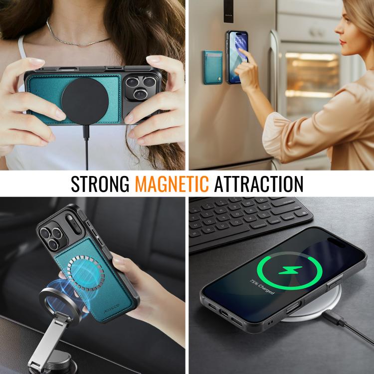 For iPhone 17 Pro Max JEEHOOD J06 British Style RFID MagSafe Card Bag PU Phone Case