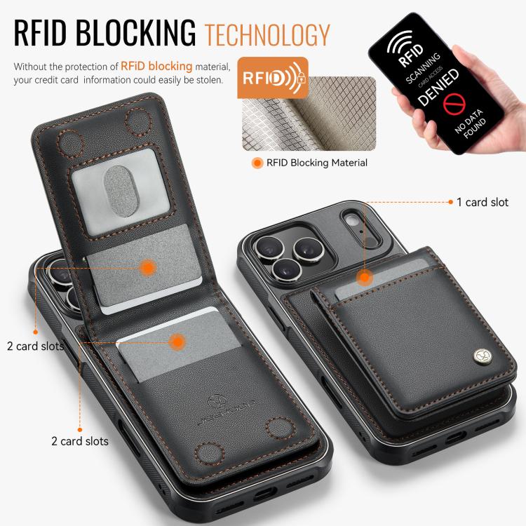 For iPhone 17 Pro Max JEEHOOD J06 British Style RFID MagSafe Card Bag PU Phone Case