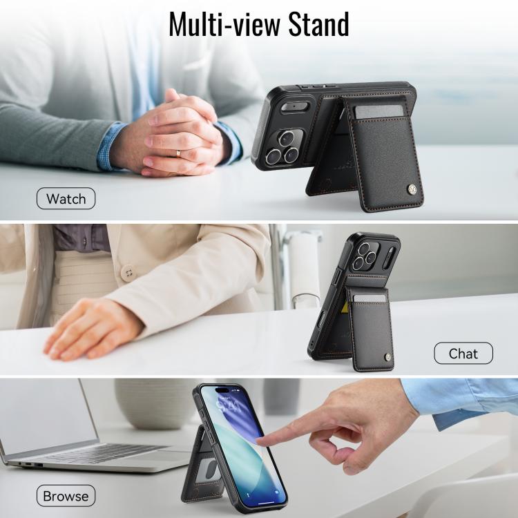 For iPhone 17 Pro Max JEEHOOD J06 British Style RFID MagSafe Card Bag PU Phone Case