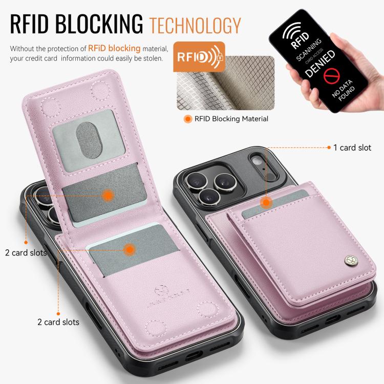 For iPhone 17 Pro Max JEEHOOD J06 British Style RFID MagSafe Card Bag PU Phone Case