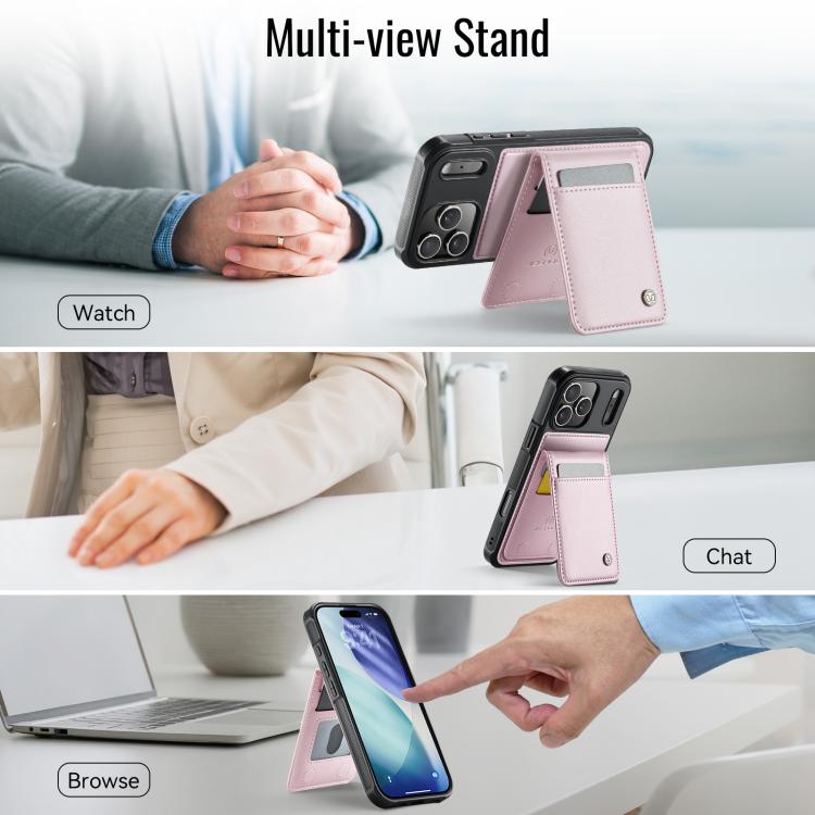 For iPhone 17 Pro Max JEEHOOD J06 British Style RFID MagSafe Card Bag PU Phone Case