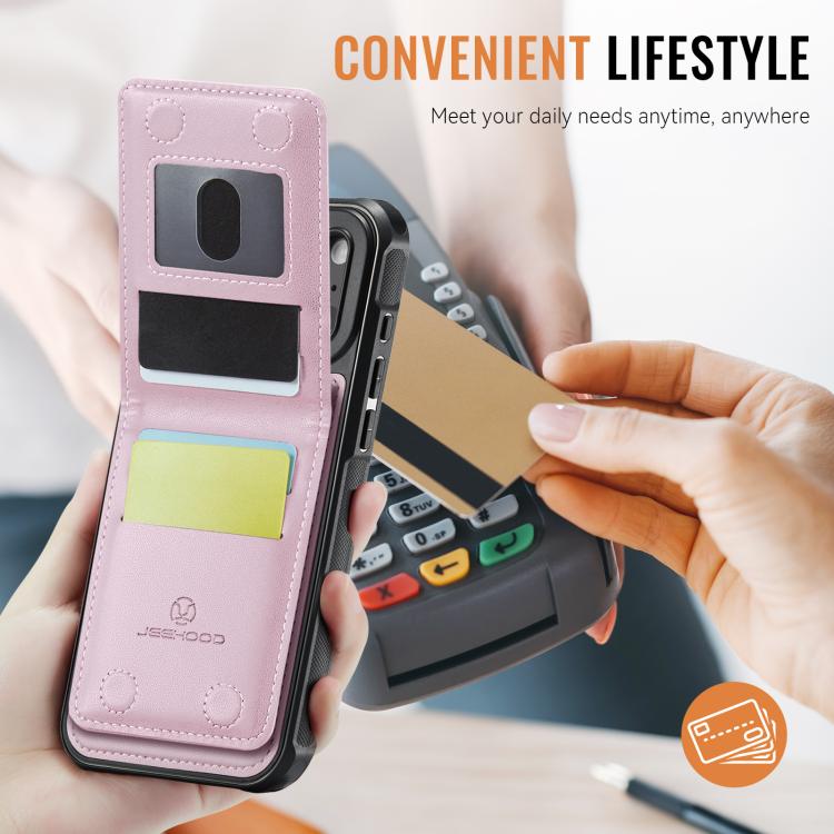 For iPhone 17 Pro Max JEEHOOD J06 British Style RFID MagSafe Card Bag PU Phone Case