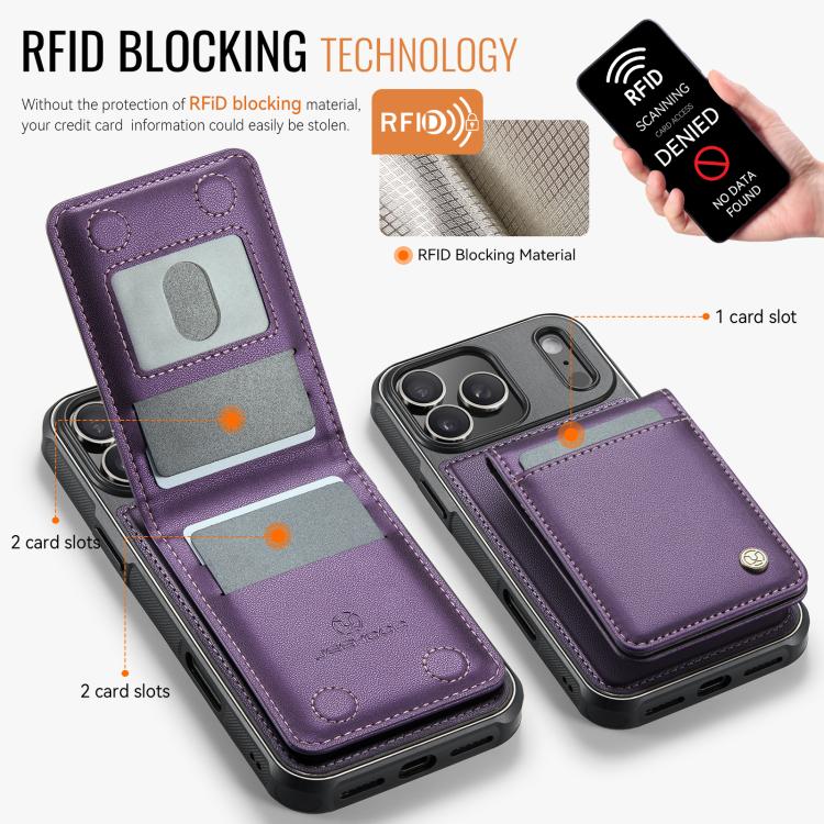 For iPhone 17 Pro JEEHOOD J06 British Style RFID MagSafe Card Bag PU Phone Case