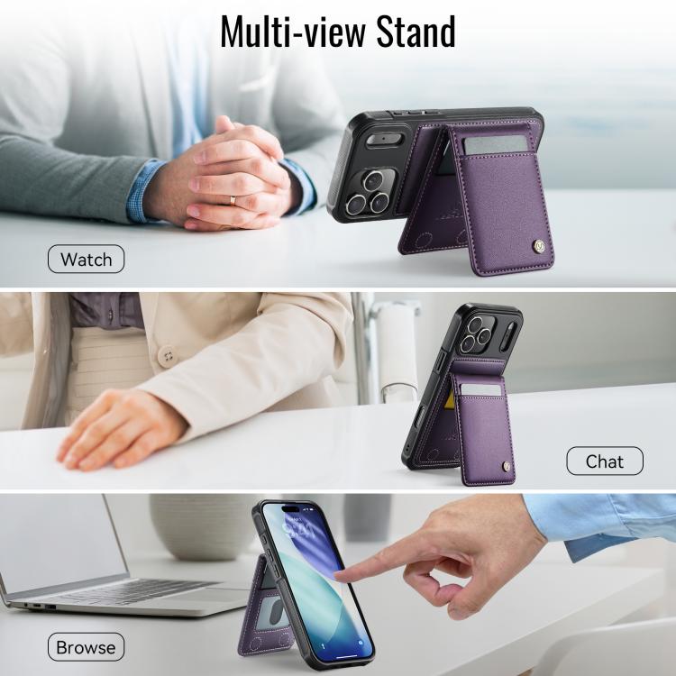 For iPhone 17 Pro JEEHOOD J06 British Style RFID MagSafe Card Bag PU Phone Case