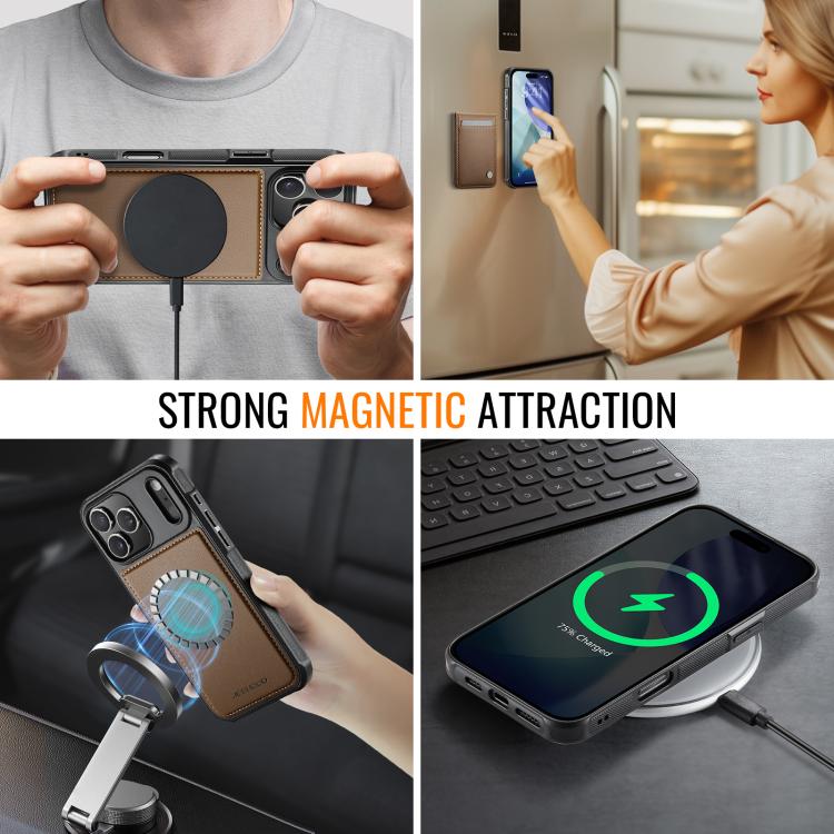 For iPhone 17 Pro JEEHOOD J06 British Style RFID MagSafe Card Bag PU Phone Case