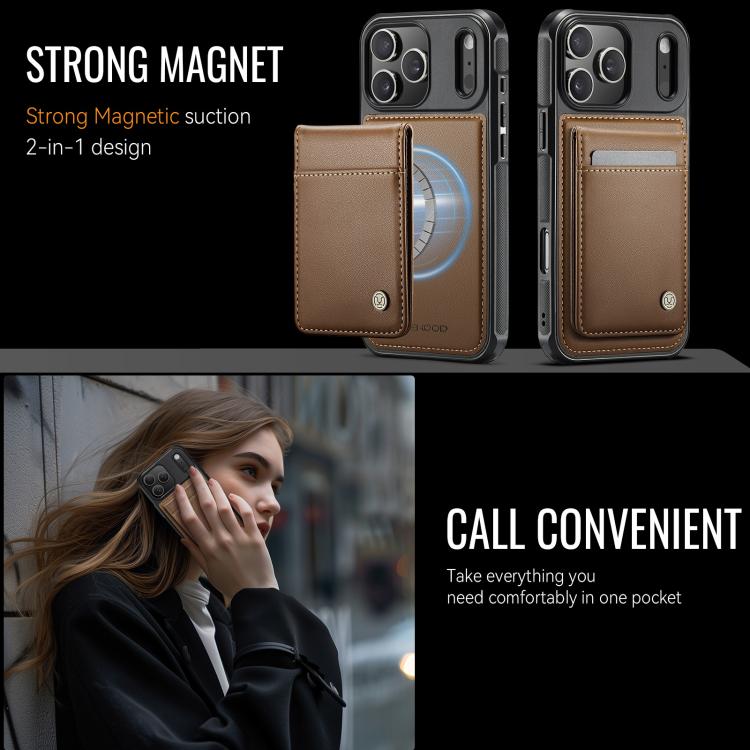 For iPhone 17 Pro JEEHOOD J06 British Style RFID MagSafe Card Bag PU Phone Case