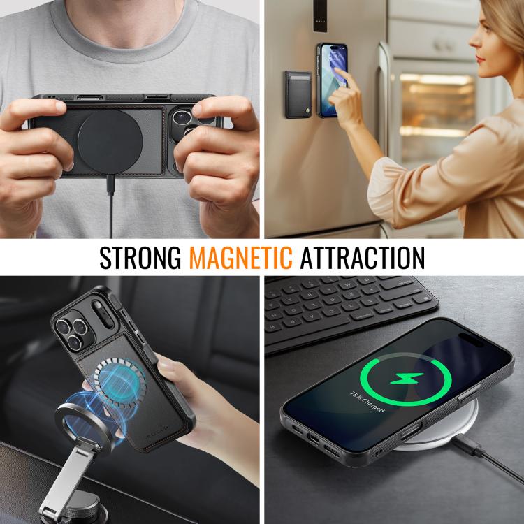 For iPhone 17 Pro JEEHOOD J06 British Style RFID MagSafe Card Bag PU Phone Case