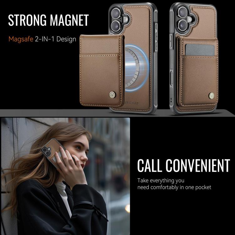 For iPhone 17 JEEHOOD J06 British Style RFID MagSafe Card Bag PU Phone Case