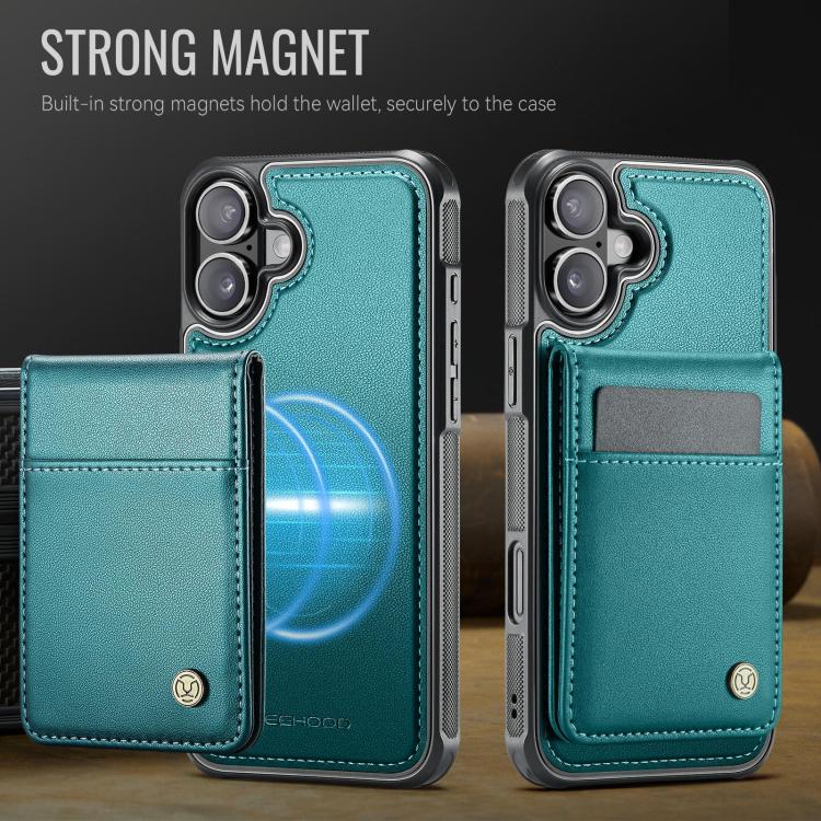 For iPhone 17 JEEHOOD J06 British Style RFID MagSafe Card Bag PU Phone Case