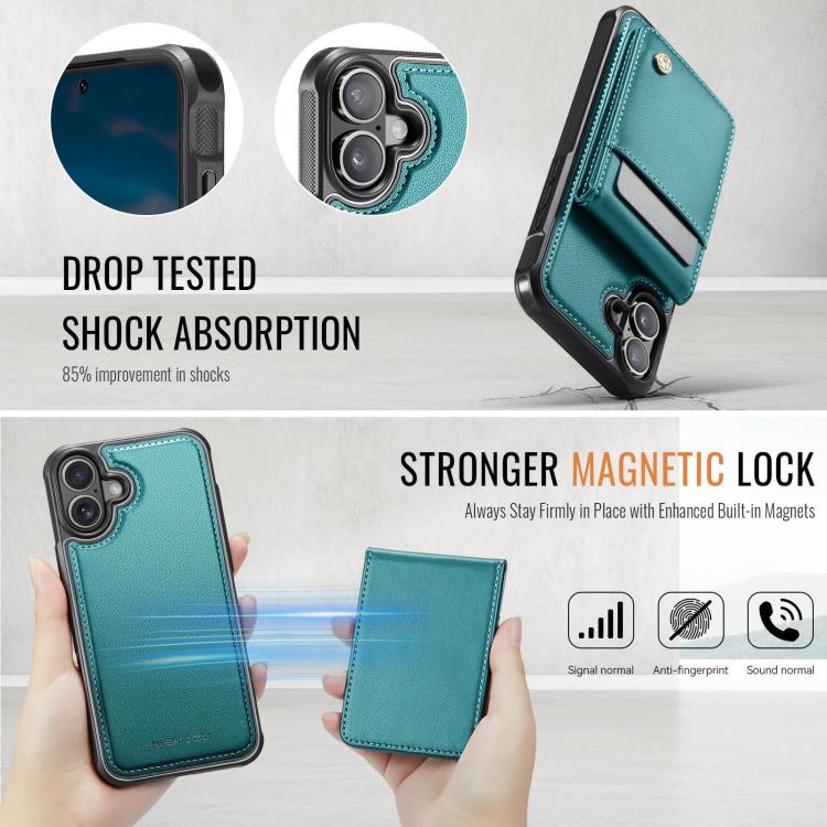 For iPhone 17 JEEHOOD J06 British Style RFID MagSafe Card Bag PU Phone Case